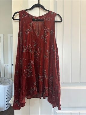 Free People Rust Floral Sleeveless Tunic